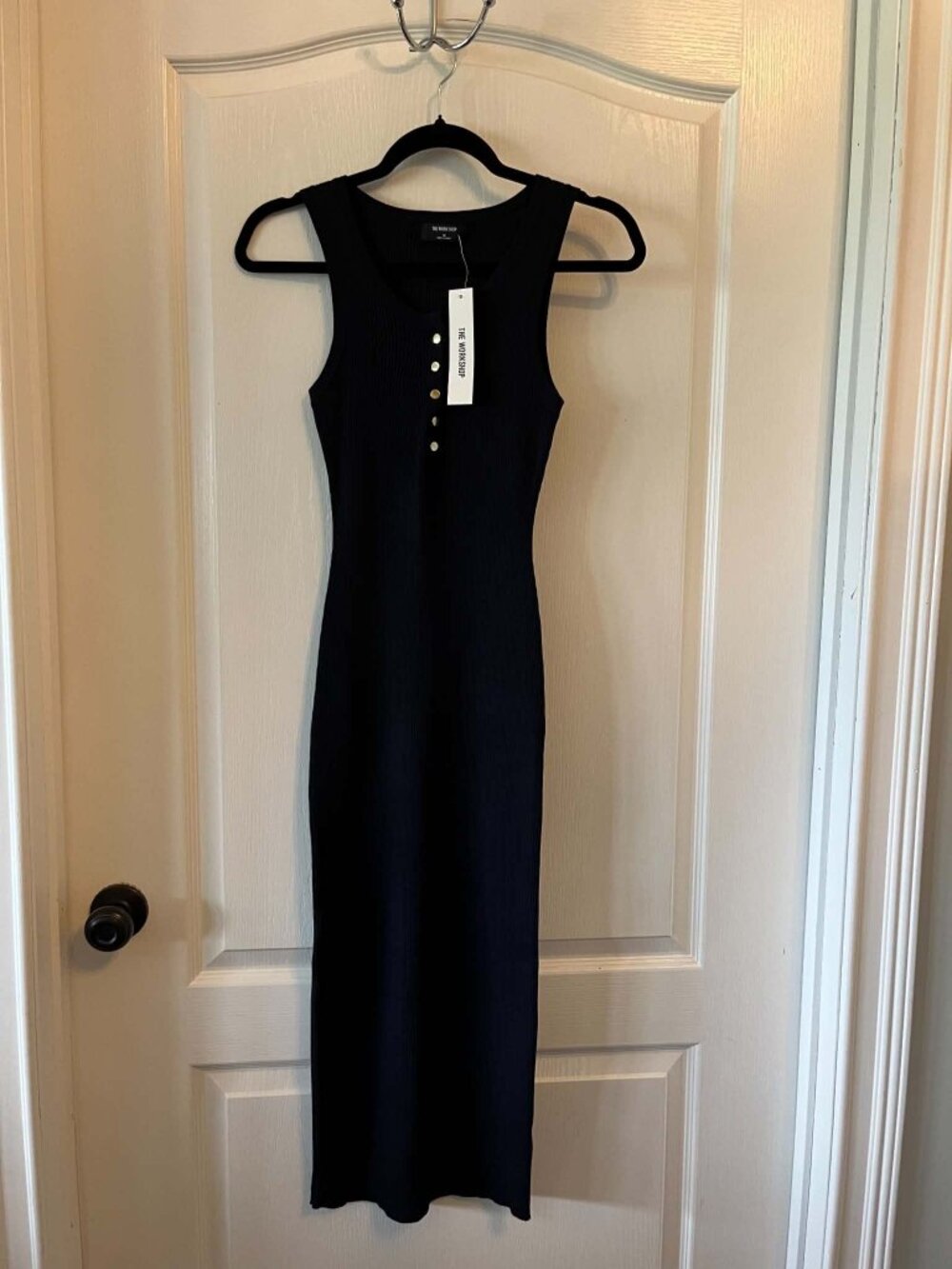The Workshop Sleeveless Blue Ribbed Henley Midi Dress for Women's size Medium
